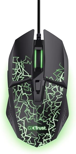 GXTrust 1113 Vylax Mouse Gaming con Illuminazione LED Multicolore, 6 Pulsanti Programmabili, Software Incluso, 200-6400 DPI, Mouse con Filo USB 150 cm per PC Portatile Computer, Nero - 1