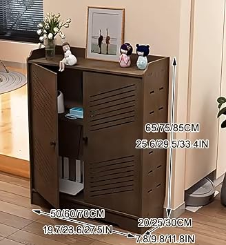WiFi Router Storage Cabinet, Floor Standing Router Decorative Storage Box, Power Strip and Hidden Router Equipment Organizer for Office Home, Large Capacity(60*85*30cm/23.6*33.4*11.8in)