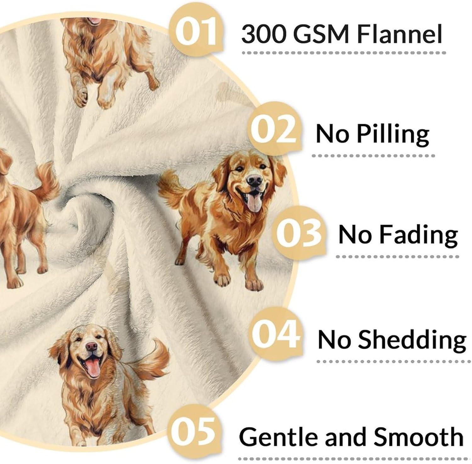Golden Retriever Blanket - 50x60 Inches Size for Teen - Soft Fluffy Throw for Living Room Decorative - Beige Cute Fuzzy Gifts