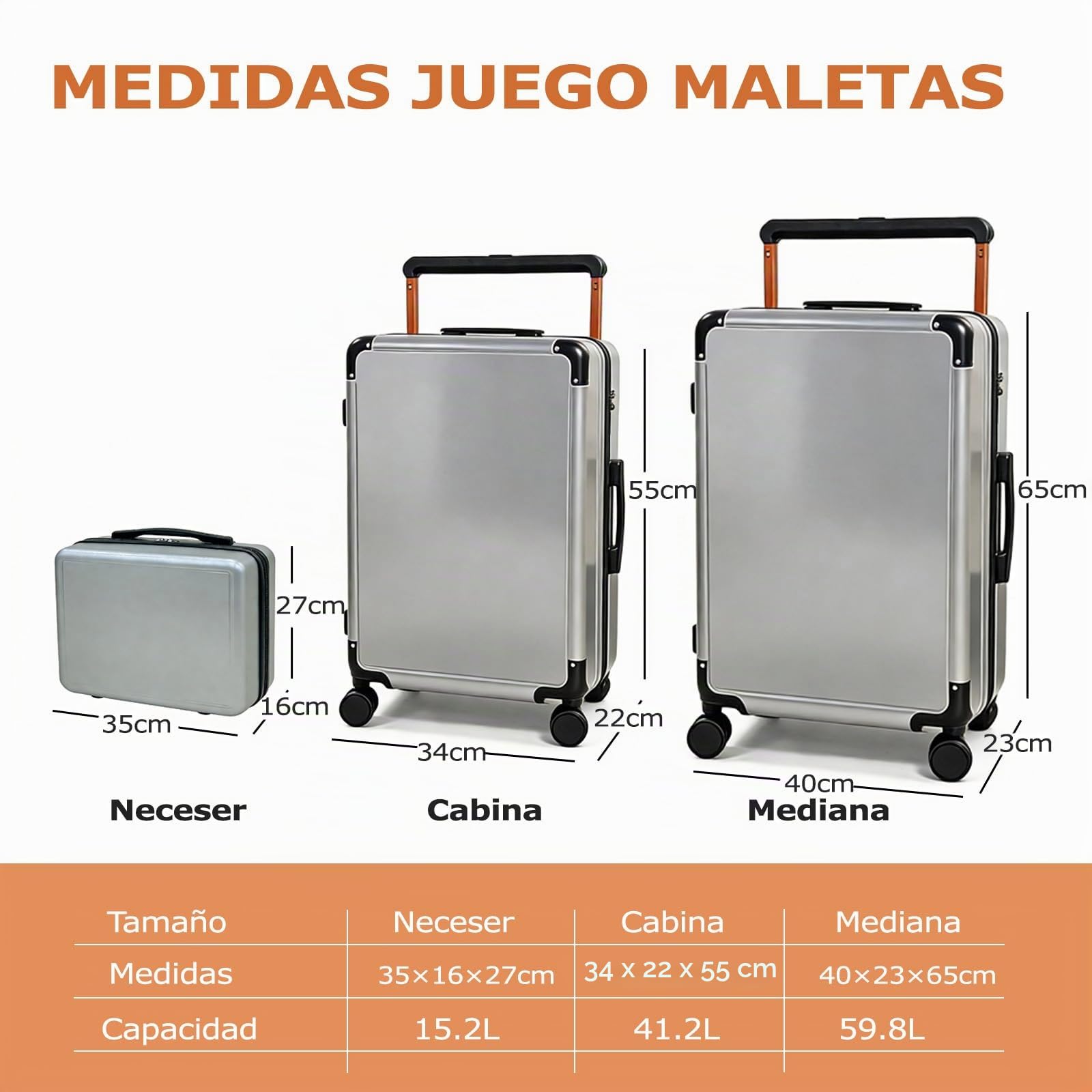 3 Piezas Juego Maletas de Viaje - con Cierre de Combinación y Asa Telescópica de Versión Mejorada, Cabina ABS con Ruedas 360° y Porta-Tazas Práctico, para Viajes Familiares, Vacaciones y Trabajo