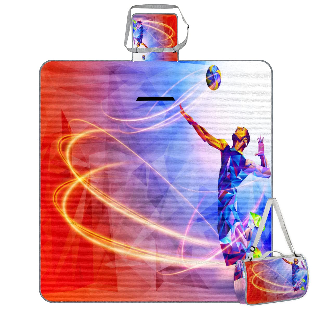 TropicalLife Creativo Giocatore di Pallavolo Coperta Picnic Pallavolo Sport Quadrato Impermeabile Pieghevole Indoor Outdoor Mat Tappeti per Spiaggia Campeggio Parco Famiglia Gathering Attività