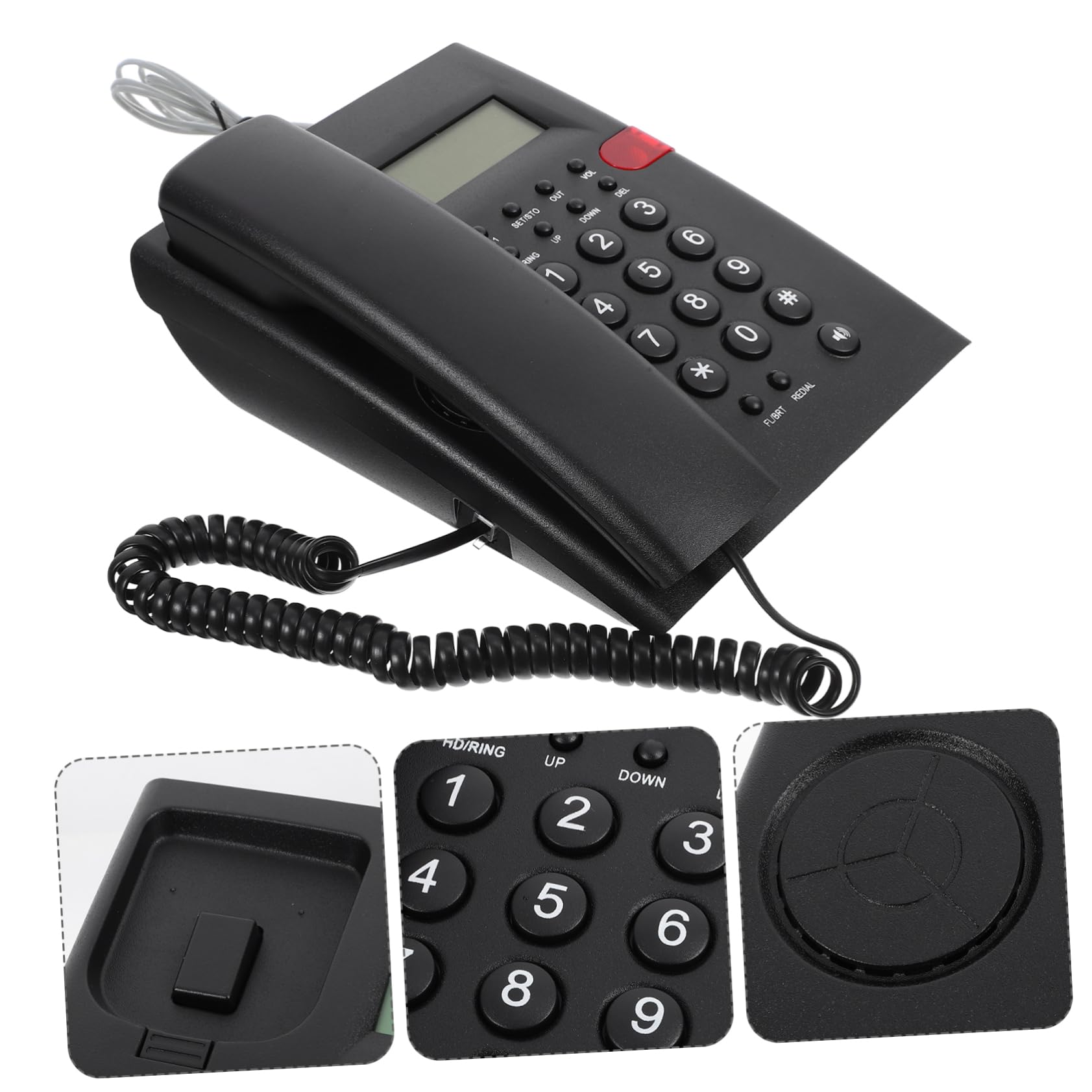 HOMSFOU Telefono Fisso Tasti Grandi per Casa Ufficio Telefoni Fissi Filo Anziani Adolescenti