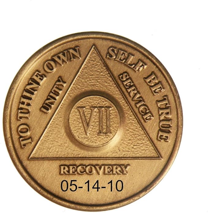 8 Year AA Sobriety Medallion - Personalized Antique Bronze Chip With Custom Engraving