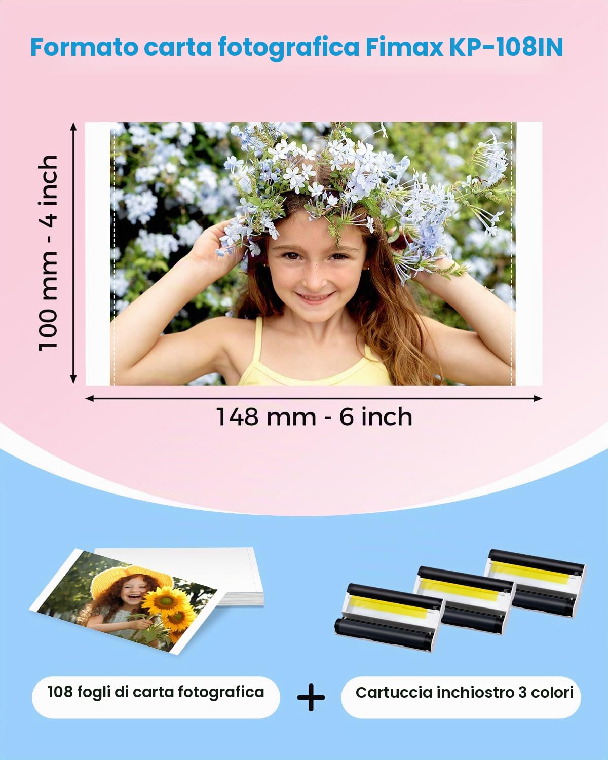 Ricambio Canon Selphy CP1500 con inchiostro e carta fotografica 6x4 pollici per Canon Selphy CP1300 CP1200 CP1000 CP910 CP810,3115B001(AA) Cartucce a 3 colori/108 fogli/100 x 148 mm Carta