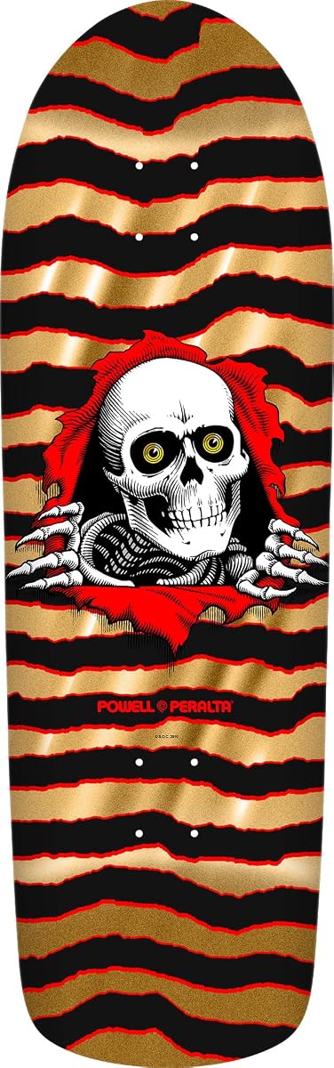 Powell Peralta Old School Ripper Skateboard Deck, Gold Foil, 9.89" x 31.32"