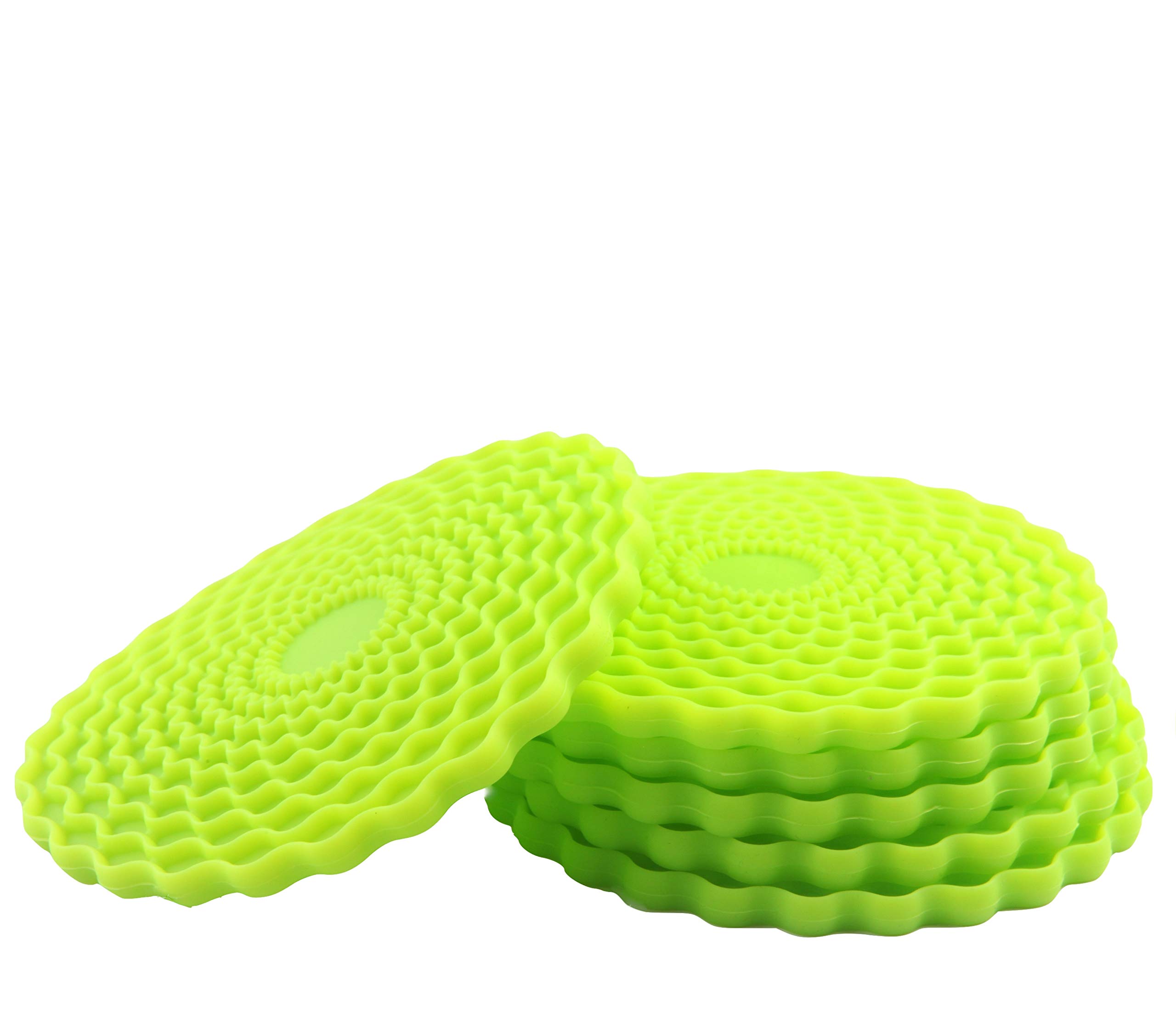 Green Drinks Coasters Set of 6 by Stone & Thyme - a UK Brand. Non Slip, Heatproof & Easy to Clean. Colourful Decorative Home Accessories That Protect All Surfaces. (Green)