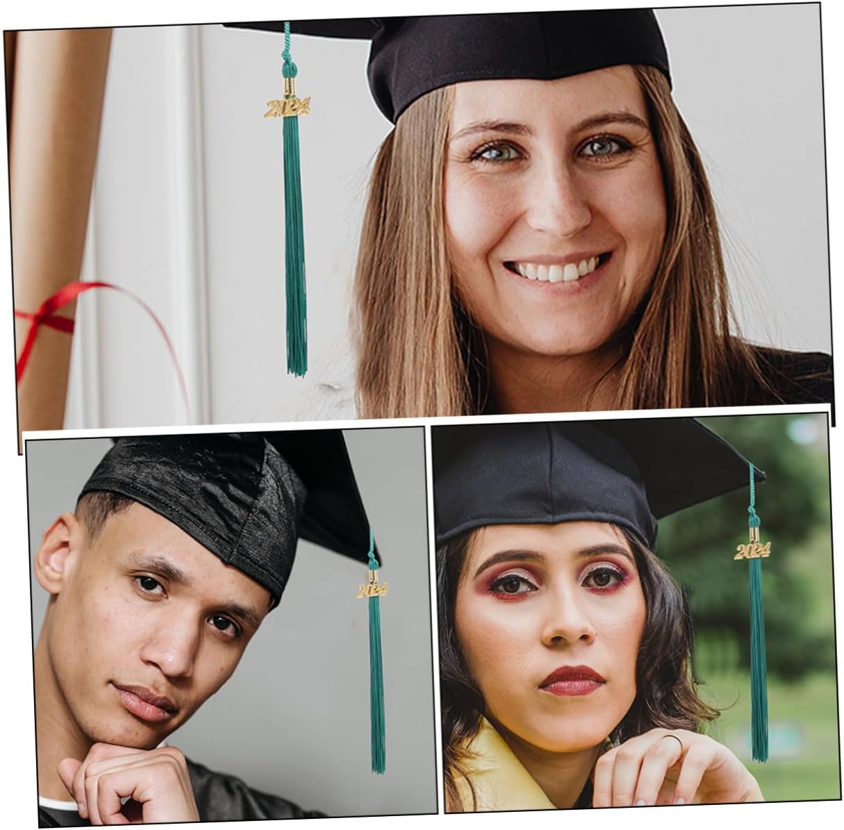 Yardwe 8pcs 2024 Graduation Cap Tassels Green Graduation Hat Accessories Academic Ceremony Supplies for Graduates