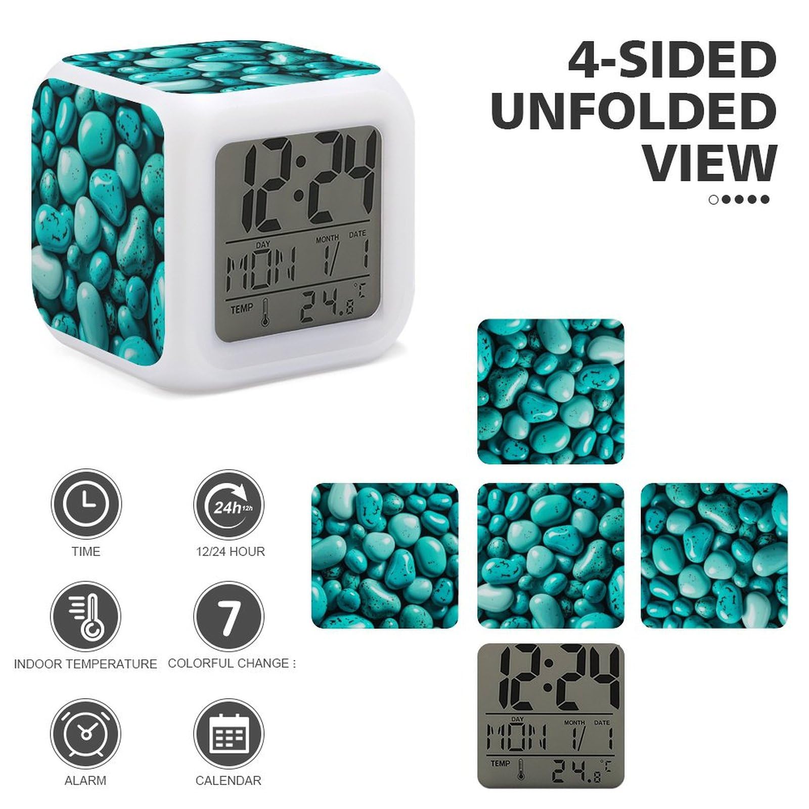 Amazon.com: FZQVSGW Bright Aqua Blue Turquoise Alarm Clock Led