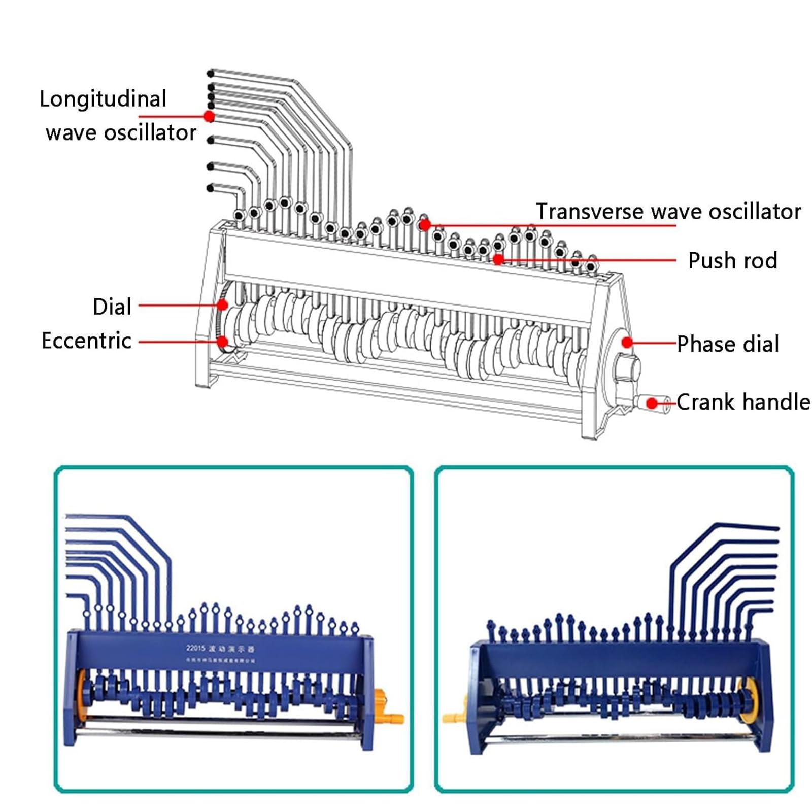 Apparecchio per Onde a Manovella,dimostrazione Dell'apparecchio per Onde con 24 Ruote Eccentriche, Visualizzazione Completa 3 Lunghezze D'onda Trasversali,dimostrazione Dell'oscillatore in Fase