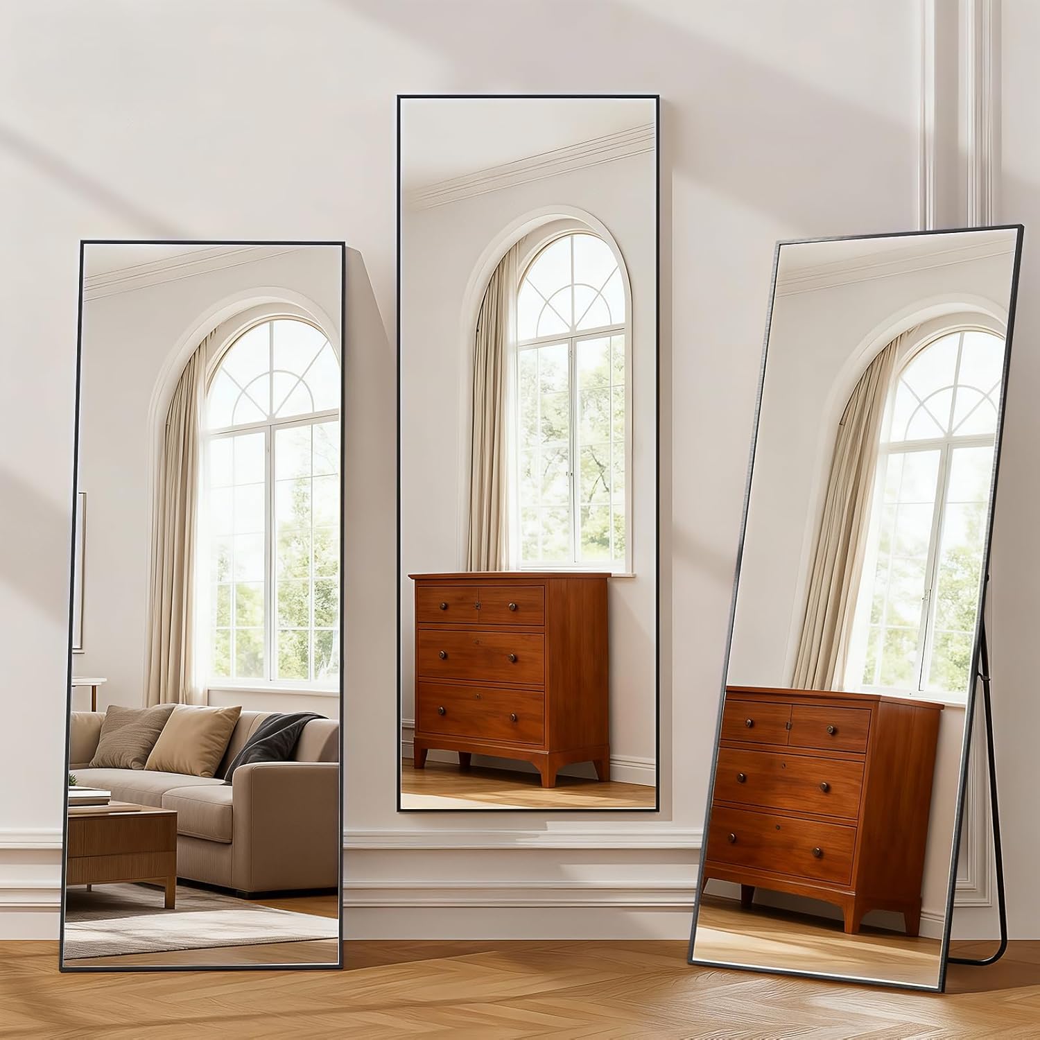 Simple Deluxe Full Length Mirror, 65"×24" Large Floor Mirrors, for Wall Door Bedroom Bathroom Living Room (Black)