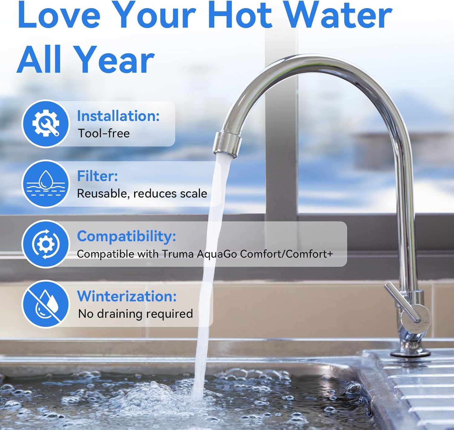 RV Electric Antifreeze Heating Kit, Winter Freeze Protection for Water Lines, Compatible with Truma AquaGo RV Water Heater, Easy Installation, Frost Protection Down to -20°C/-4°F | 12V