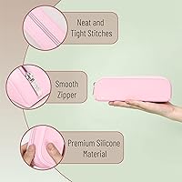 Vista 4 de Mr. Pen - Estuche de silicona para lápices, estuche rosa claro, estuche pequeño, estuche para lápices estético