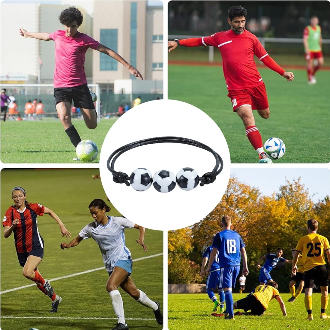 20 pulseras de fútbol, pulseras de la amistad para niños, pulseras ajustables para fiestas deportivas, pulseras para niños, regalos para fiestas de cumpleaños, accesorios de fútbol (fútbol americano)