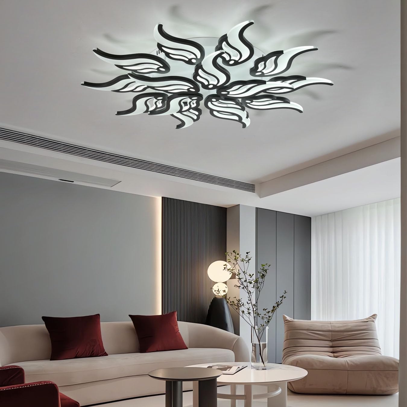 Lampa Sufitowa LED,Kreatywna Lampa Sufitowa Led W KształCie Kwiatu,Z MożLiwośCią śCiemniania Za Pomocą Pilota,Nowoczesne Lampy Sufitowe Do Salonu,Sypialni,Jadalni I Gabinetu (Czarny, 15 głowic)