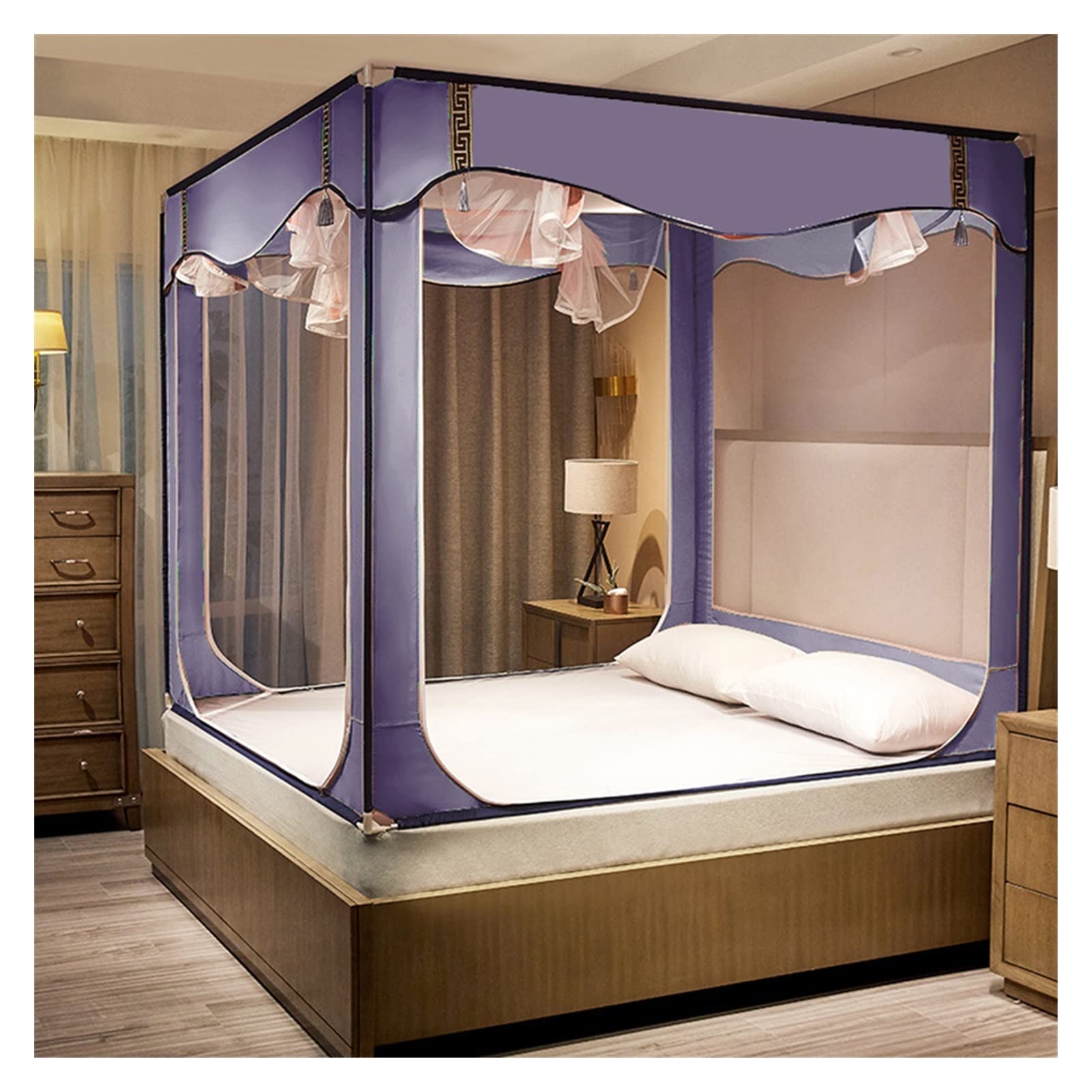 Auvent de tente moustiquaire pour lits double couchage lavande