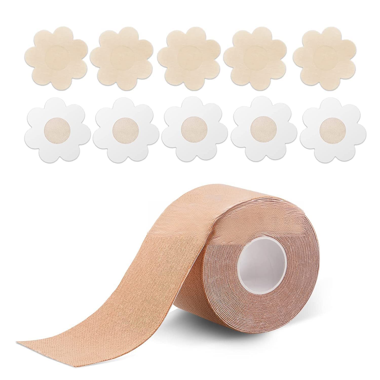 Boob Tape with 10 Nipple Pasties MultipuK MORE PROFESSIONAL rpose Nipple Tape for Women Push Up & Lifting Body Tape for Women Breast Tape Breast Lift Bra Tape Bob Tape for Breast Lift-image-44