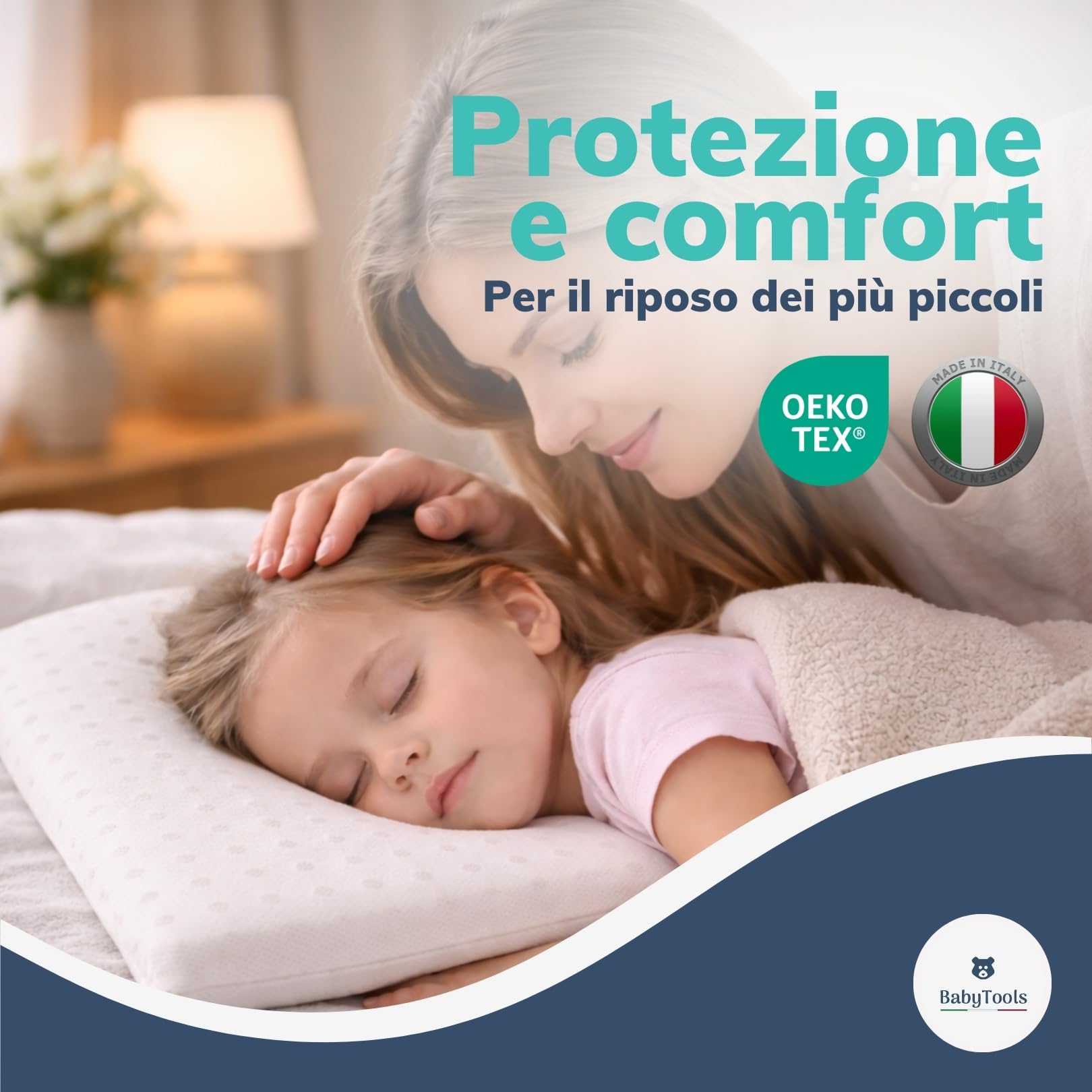 Cuscino Antisoffoco Neonato da 6 Mesi a 2 Anni Guanciale Memory Foam 100%, Traspirante, 40x30 cm Cuscino Culla e Carrozzina Neonato Nanna Sicura, Antiacaro, Antireflusso e Anallergico Made in Italy