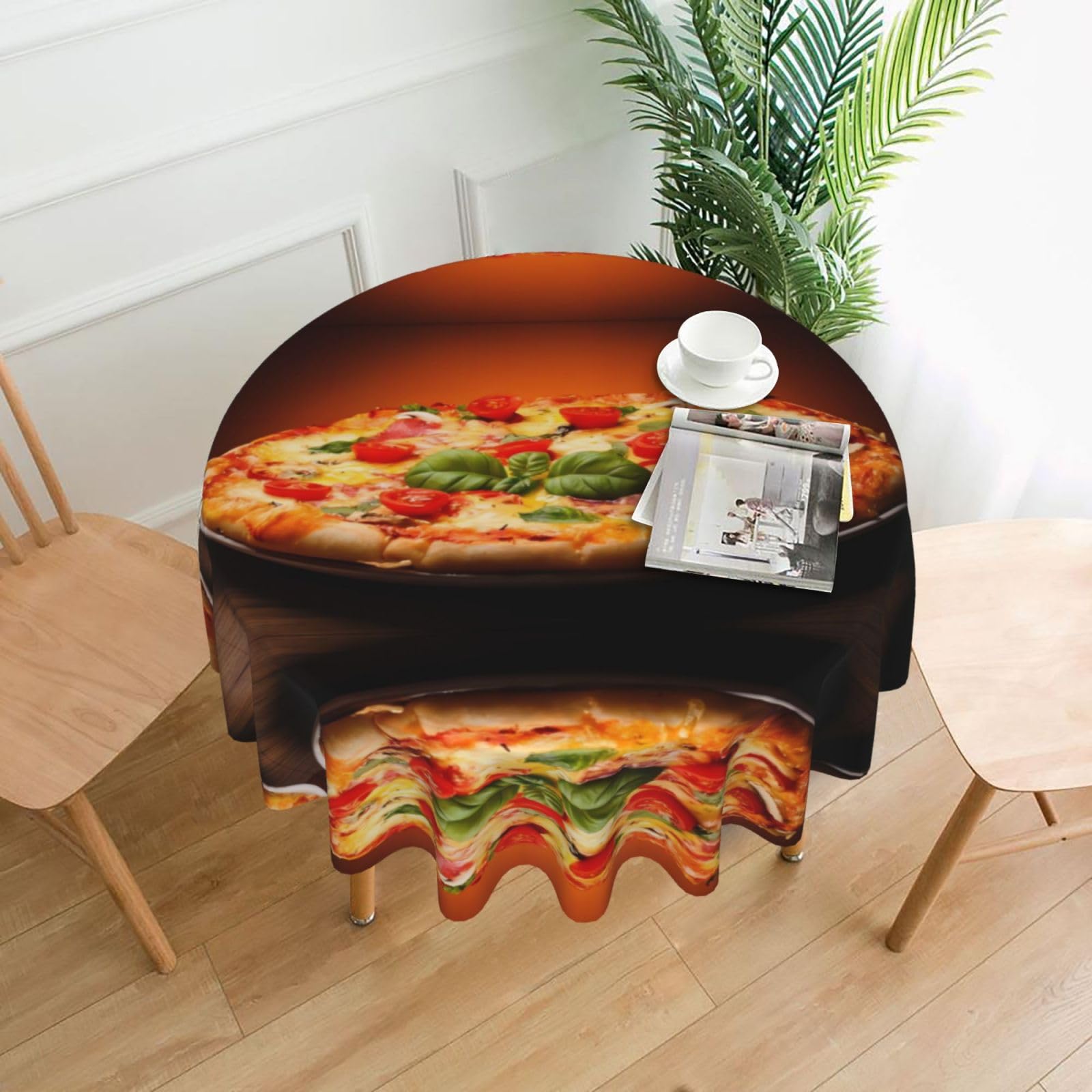 hhxvcv Large Pizza Round Tablecloth – Dining Table Cover