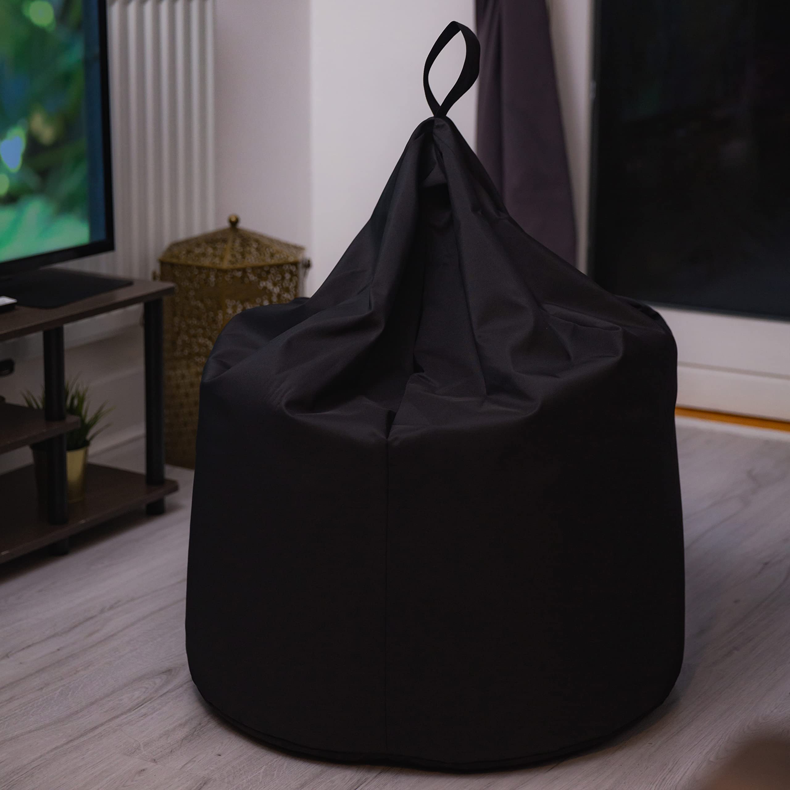 Poltrona Sacco Pouf da Giardino, Puffo per Sedersi Bambini e Adulti, Resistente all'acqua, Nero