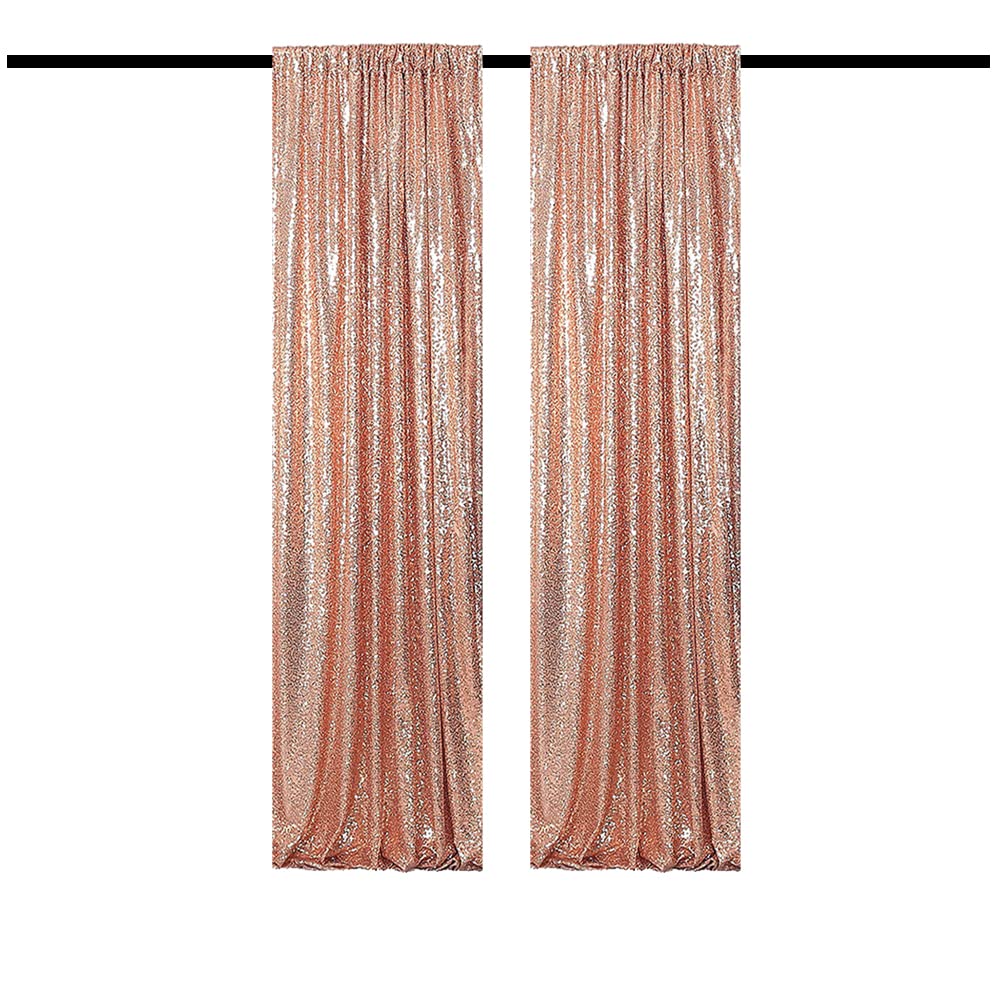 TCBESTO Rose Gold Sequin Backdrop Curtains Glitter Drapes 2FTx8FT 2 Panels for Wedding Birthday Party Decorations Bridal Baby Shower Party Supplies