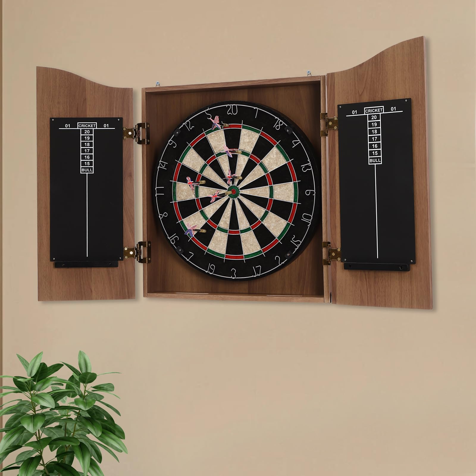 Hanmorfarbi Dart Board, Classic Dart Board Cabinet, Wooden Crate Hemp Target Darts, Dartboard Dartboard Accessories Soft Dartboard Brush Hair Dartboard and Solid Wood Cabinet Cafe Party Bar