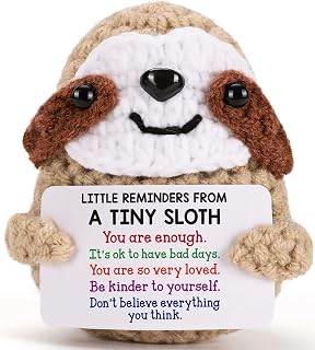 MBL Crochet Sloth Positive Affirmation Plush - Funny Easter Basket Stuffers, Birthday Graduation Gifts for Teens, Students, Friends