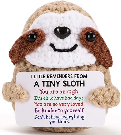 MBL Birthday Inspirational Gifts for Women - Little Reminders Back to School Motivational Cheer Support Stress Relief Relaxation Crochet Sloth Gift for College Students Nurses Teacher Coworkers Friend