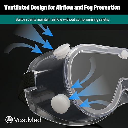 Miniatura 6 de Gafas de seguridad protectoras antivaho con lente transparente de visión amplia, ajustables para el polvo que se ajustan sobre las gafas