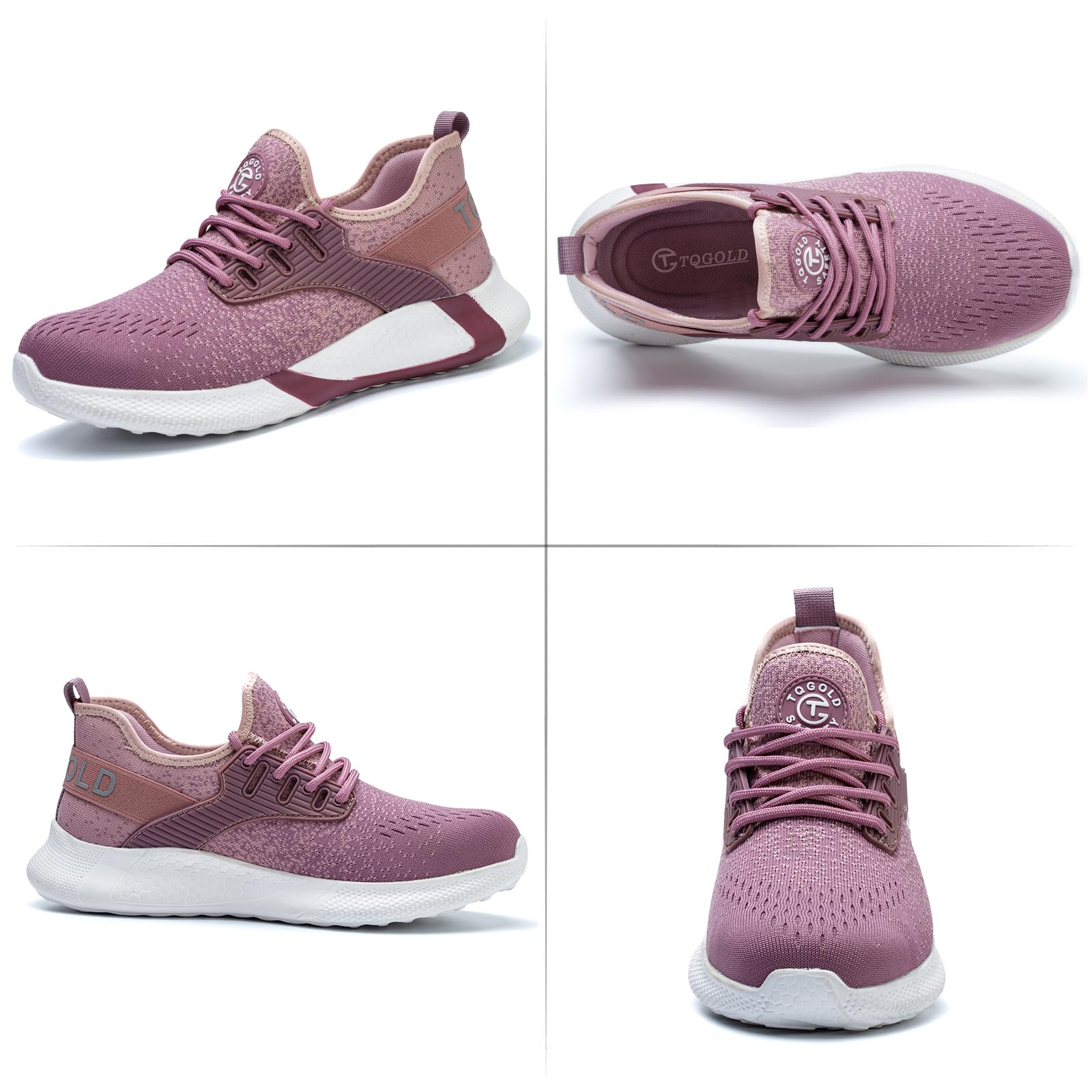 AONETIGER Obuwie ochronne dla mężczyzn i kobiet, S3, lekkie buty robocze, stalowy nosek, sportowe, oddychające, antypoślizgowe, 8195 Pink B, 43 EU