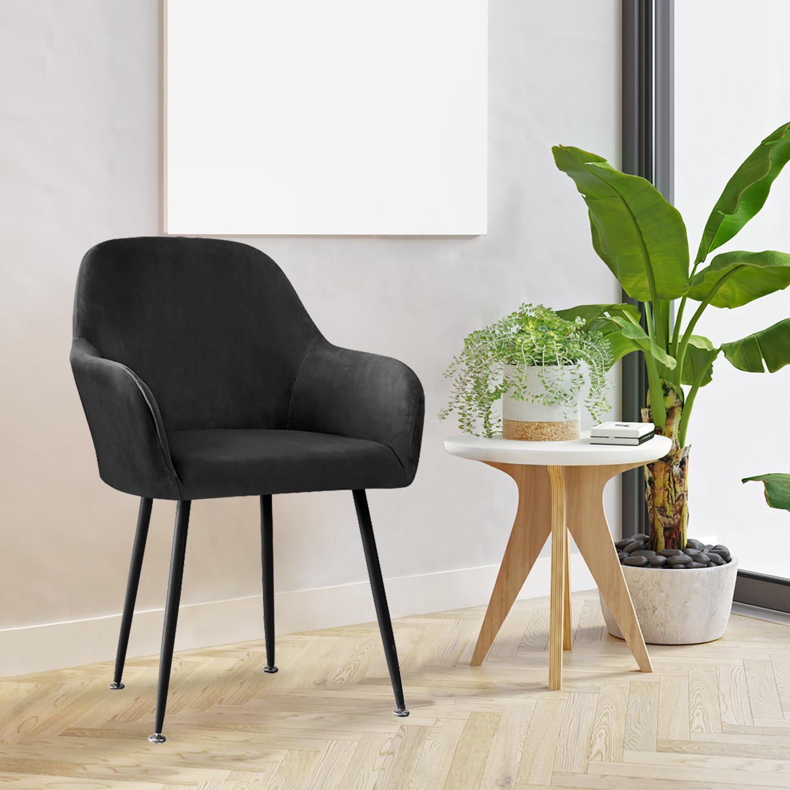 Figarge Funda para silla con reposabrazos, fundas elásticas para sillas de comedor, reposabrazos, fundas para sillas, modernas, con reposabrazos, universales, para comedor, cocina, 1 unidad (negro)