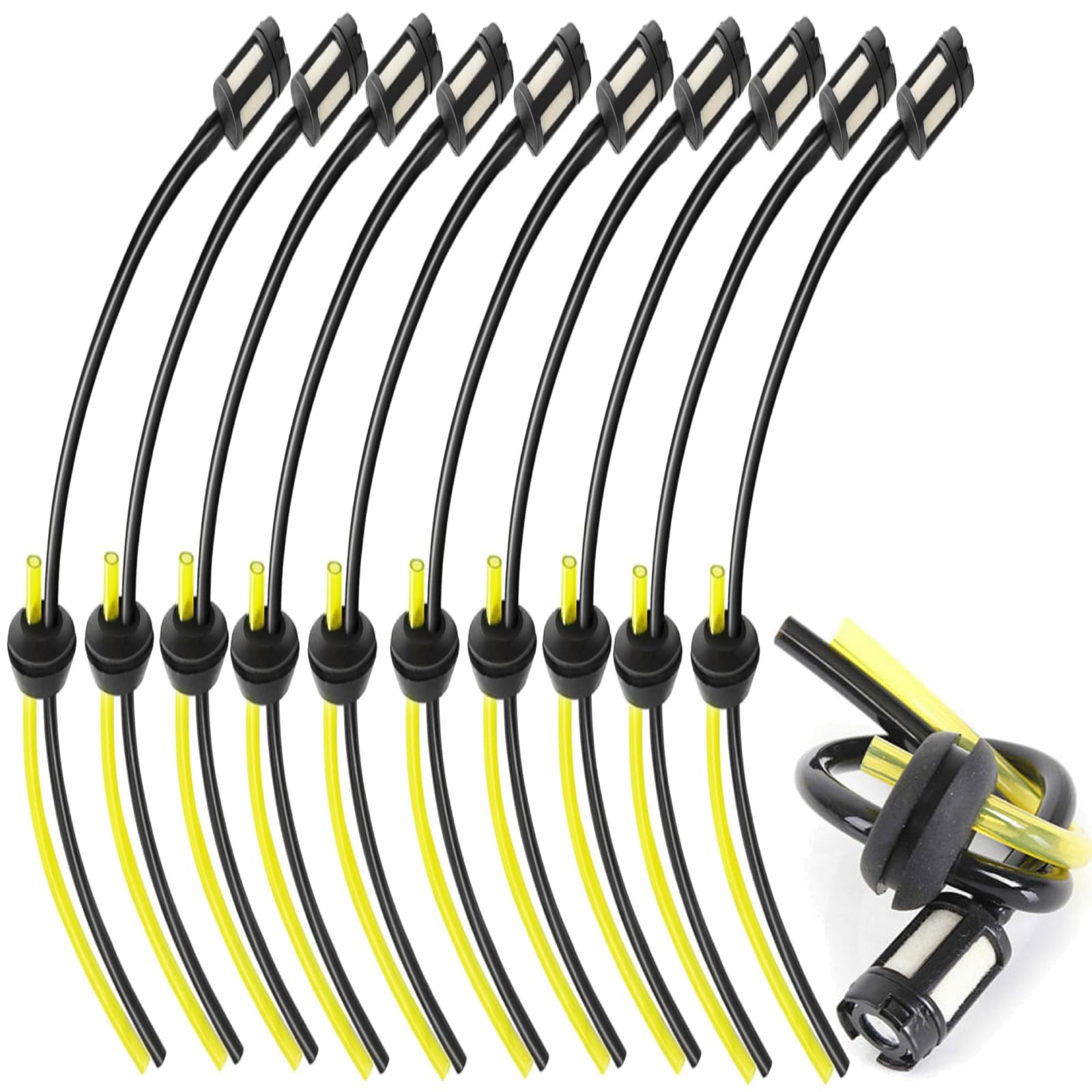 Universal Grass Trimmer Fuel Lin, 2024 NEW Strimmer Fuel Pipe Lawnmower Hose Kit Line with Filter, Fuel Hose Filter Kit Primer Bulb Petrol Gasket for Brush Cutter Mower Hedge Trimmer