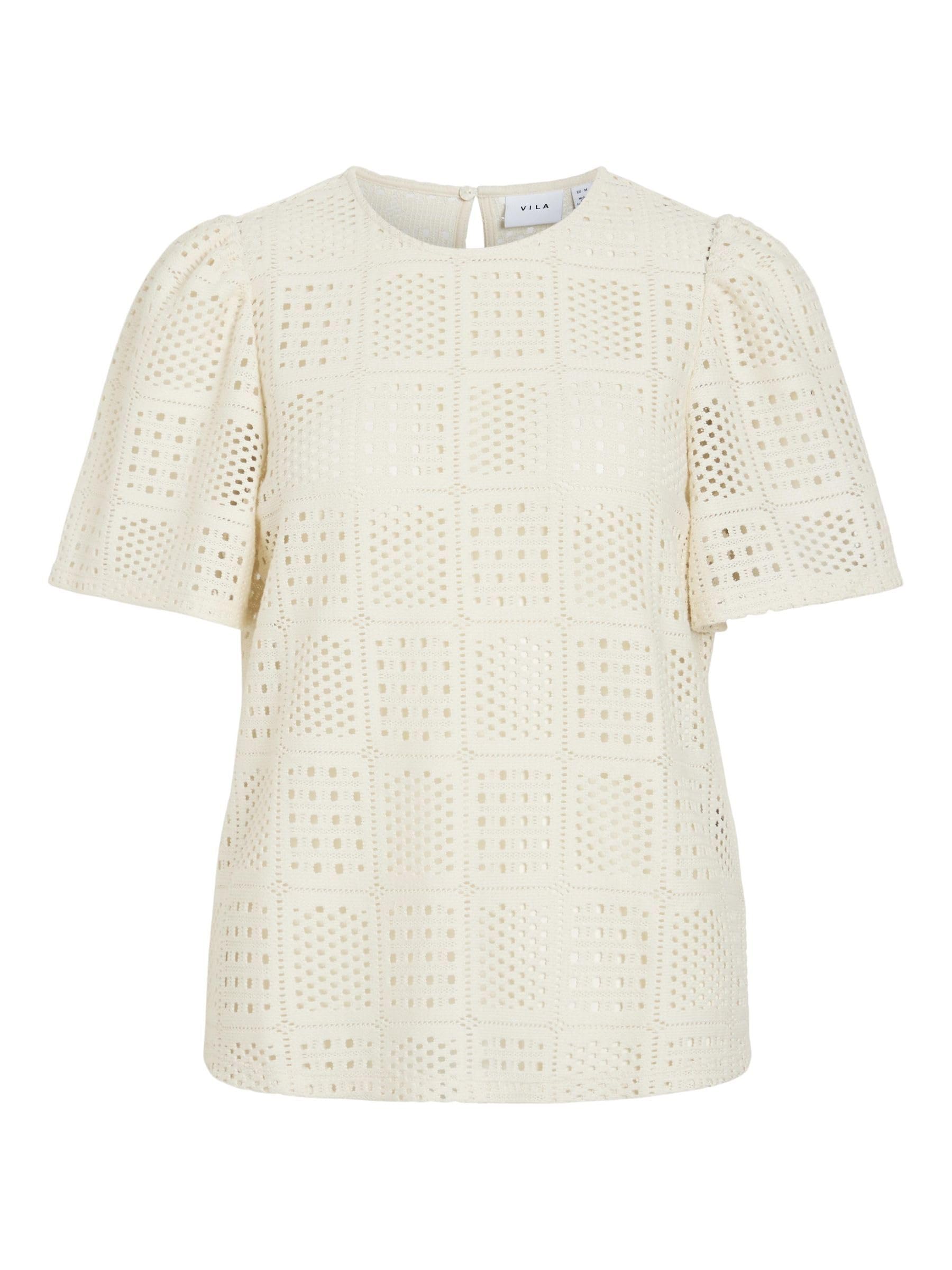 Vila Women's Vinovira O-Neck S/S Top, Birch, S