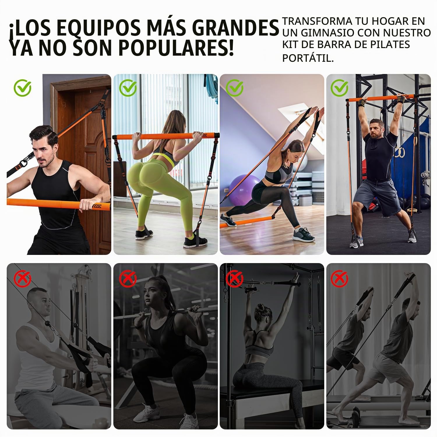 KUTIZE Kit de barra de pilates con bandas de resistencia, equipo de pilates, barra de pilates multifuncional para mujeres y hombres, kit de pilates para cadera, espalda, brazo, entrenamientos de