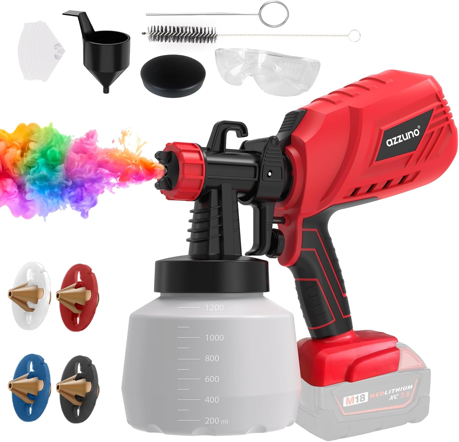 Assembled AZZUNO HVLP Paint Sprayer with Milwaukee 18V battery