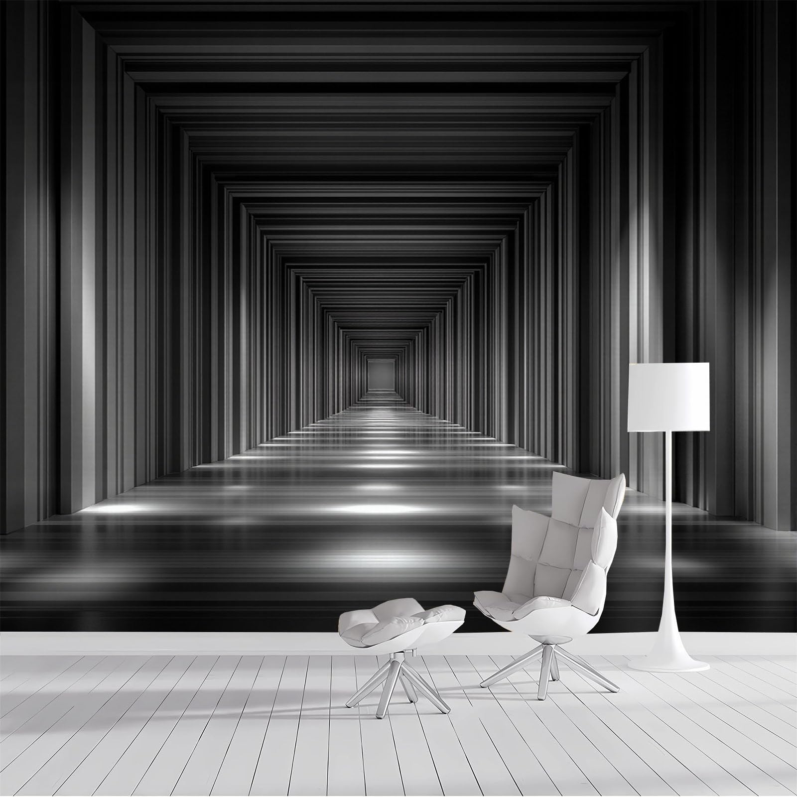 Papier Peint Panoramique Photo Poster Noir pour Agrandir le Salon