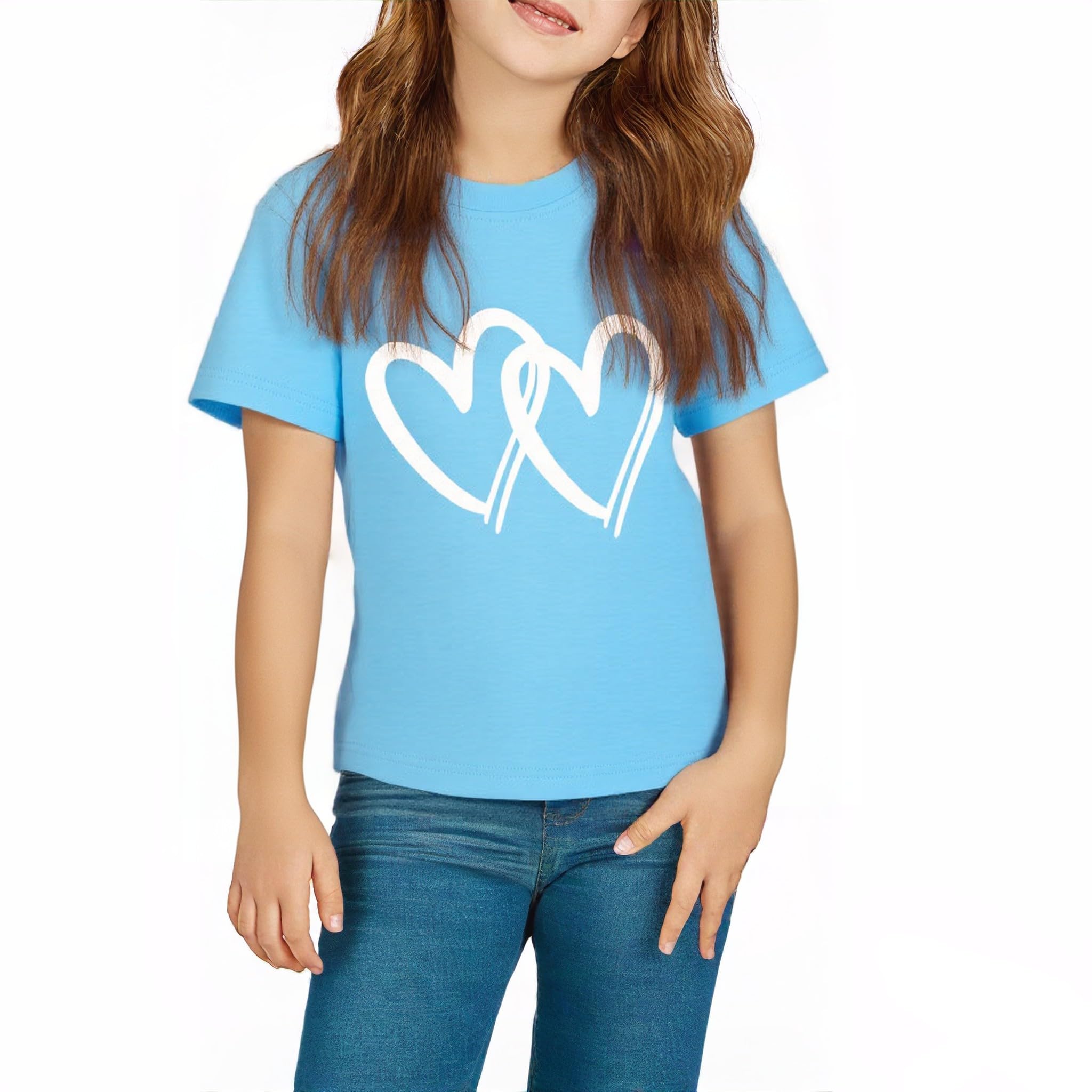 Mädchen T-Shirt Sommer Baumwolle Kurzarm Shirts Mode Druck Rundhals Tshirt weiß Freizeit Tops Cute Tee für Mädchen 2-12 Jahre