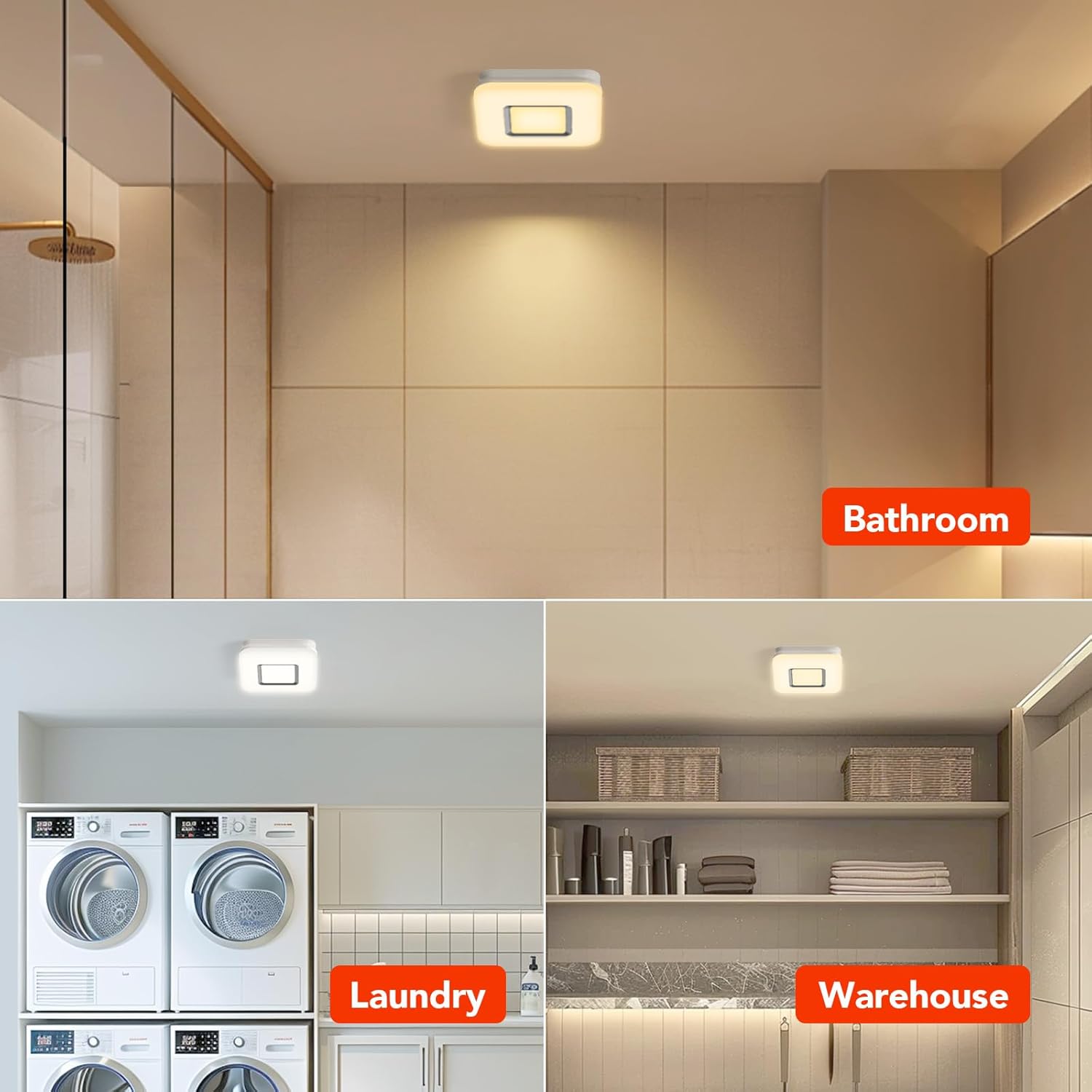 OREiN Bathroom Exhaust Fan with Light, 100 CFM Bathroom Vent Fan, 1.5 Sones Quiet, 1500LM Ultra-Bright, 3CCT & Night Light, Room-Side Installation, ETL/FCC Listed, Fits 8.11" × 7.48" Ceiling Opening