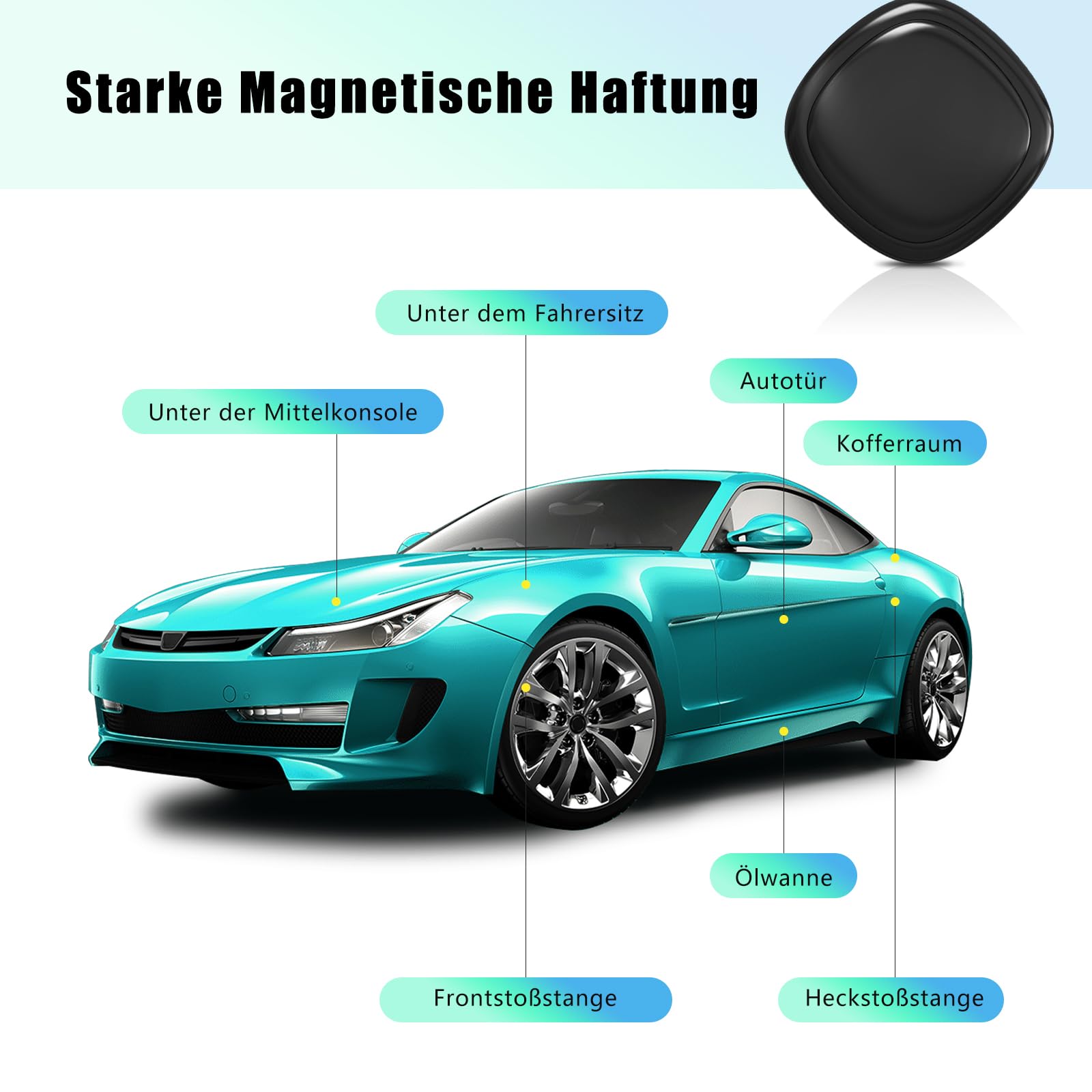 GPS-Tracker für Auto Motorrad Fahrzeuge, Kompatibel mit iOS＆Android, Magnet Versteckte Smart Tag Finder Ohne ABO Monatliche Gebühren, Vehicles Tracker mit Echtzeit-Standortbestimmung (2er Schwarz)