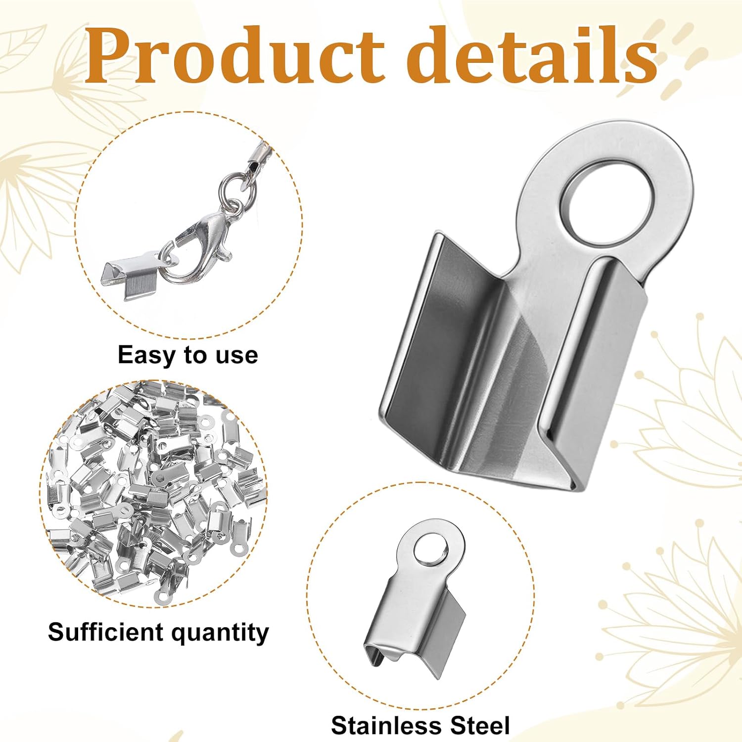 400Pcs Cord End Caps for Jewelry Making Crimp for Leather Fold Over Clasps for Jewelry Making Leather Ribbon Crimp Ends Connectors 4 X 8 mm/ 0.14 X 0.3 Inch, 4 Colors