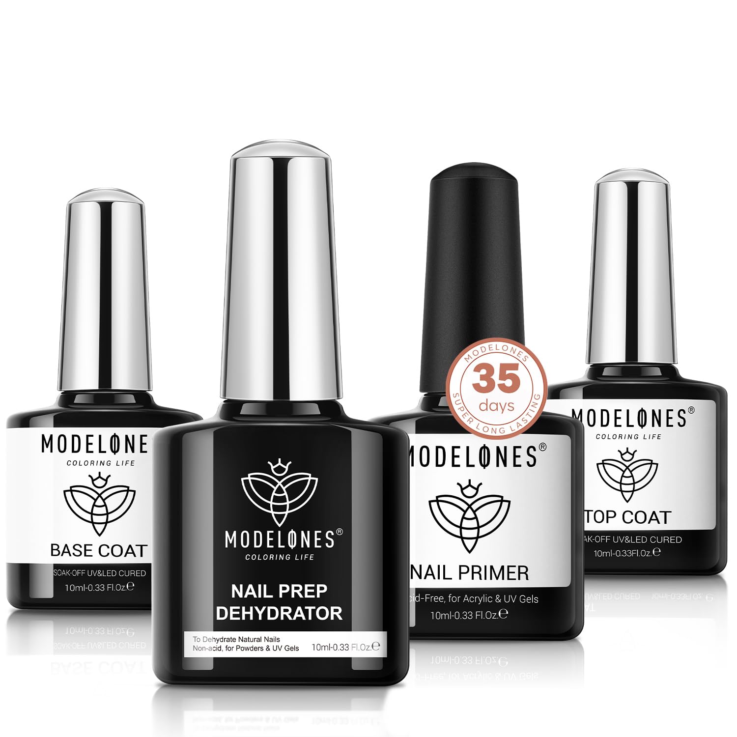 modelones Nail Dehydrator and Primer with Gel Base Top Coat Set Acid Free Acrylic Supplies Primer Glossy Gel