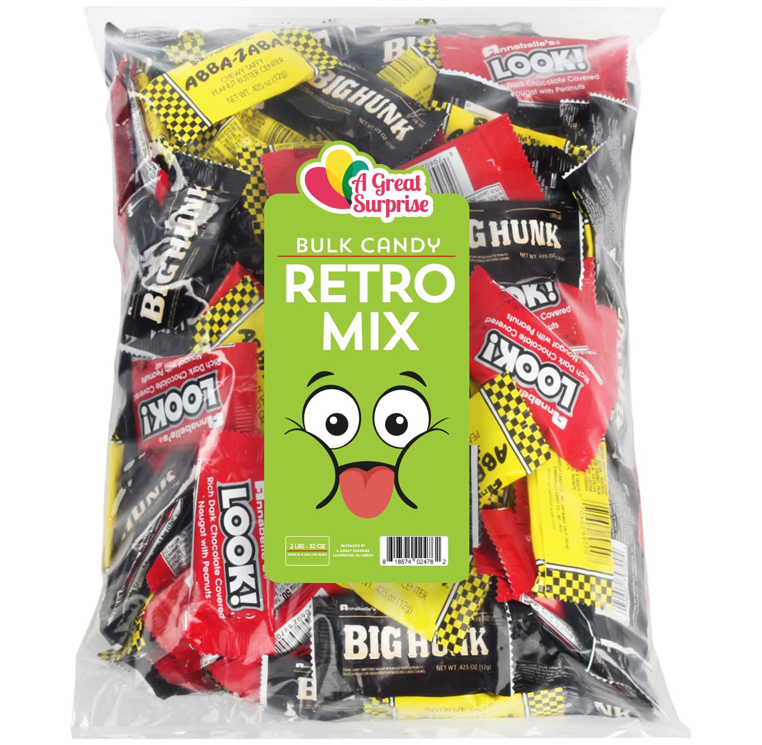 Big Hunk, Abba Zabba, and Look Mini Bars - Annabelle Candy Mix - 2 Pounds - Chocolate Peanut Candies - Vintage, Retro Sweets - Bulk Candy