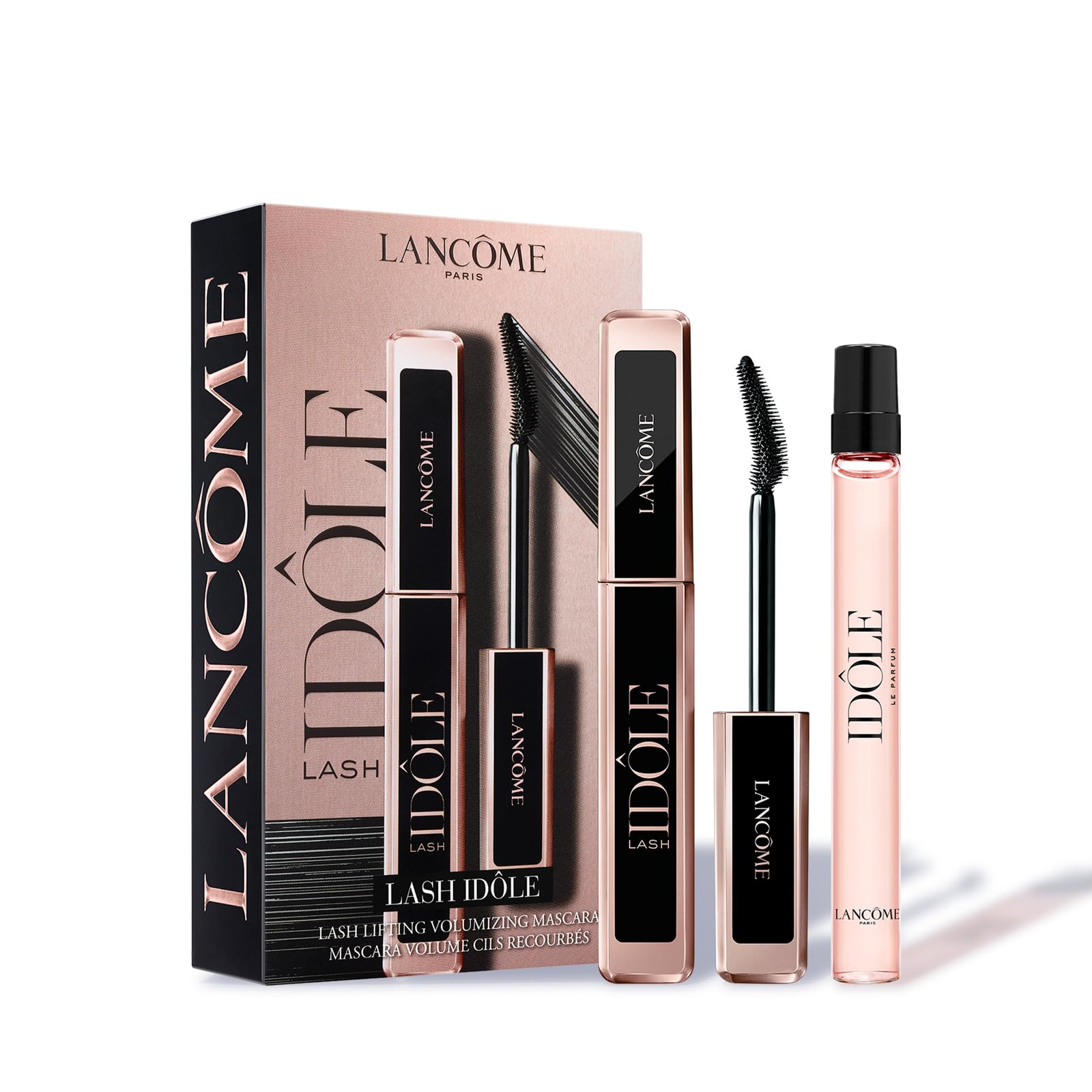 Lancôme Lash Idôle Mascara Set with Idôle Eau de Parfum, Lash-Lifting Volumising Mascara 8ml in Glossy Black and Empowering Floral Fragrance Spray 10ml, Instant Lift and Fanned-Out Volume