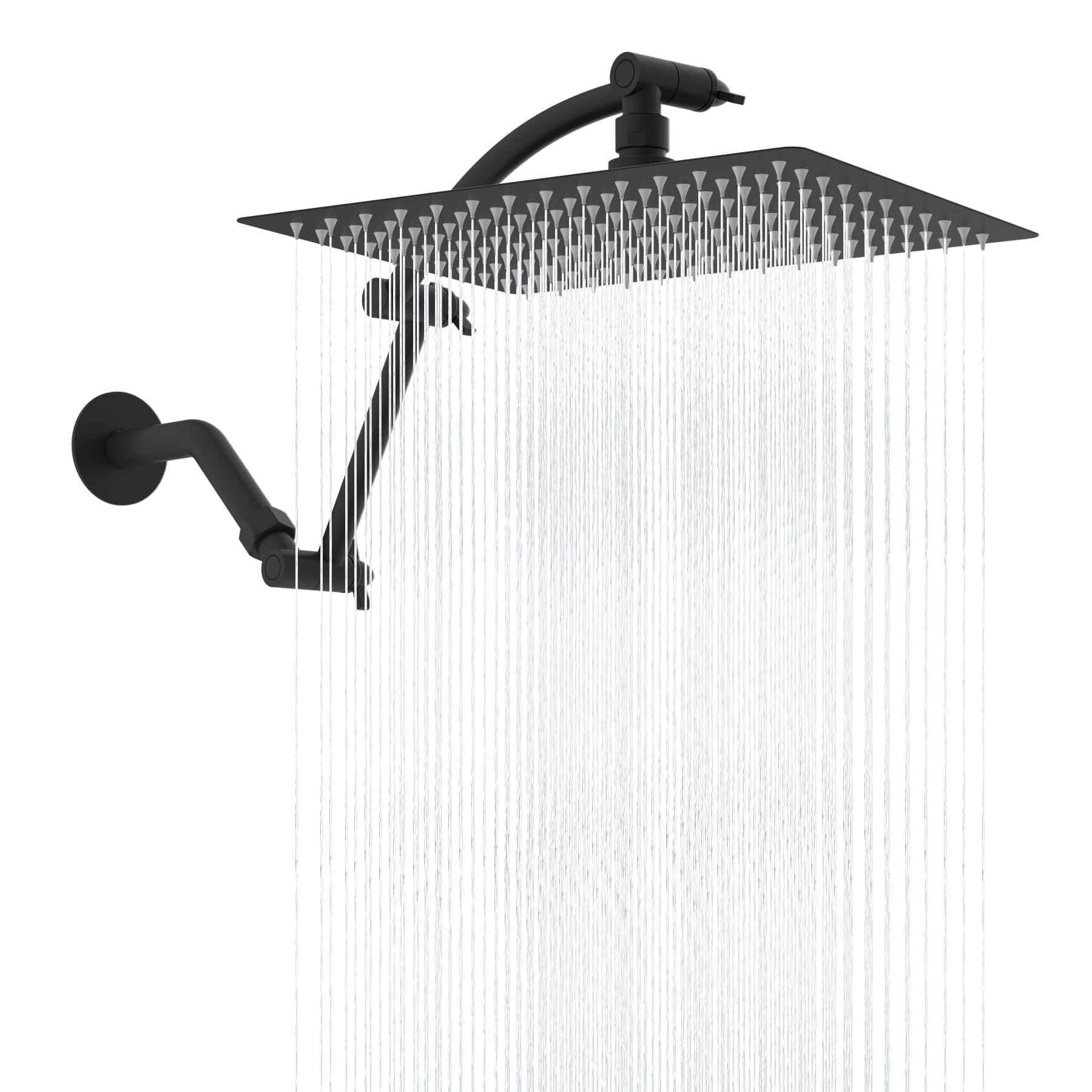 Hibbent Soffione doccia a pioggia in metallo, soffione quadrato ad alta pressione da 30,5 cm, con braccio di estensione per soffione doccia da 40,6 cm, estensore regolabile in ottone, soffione fisso a