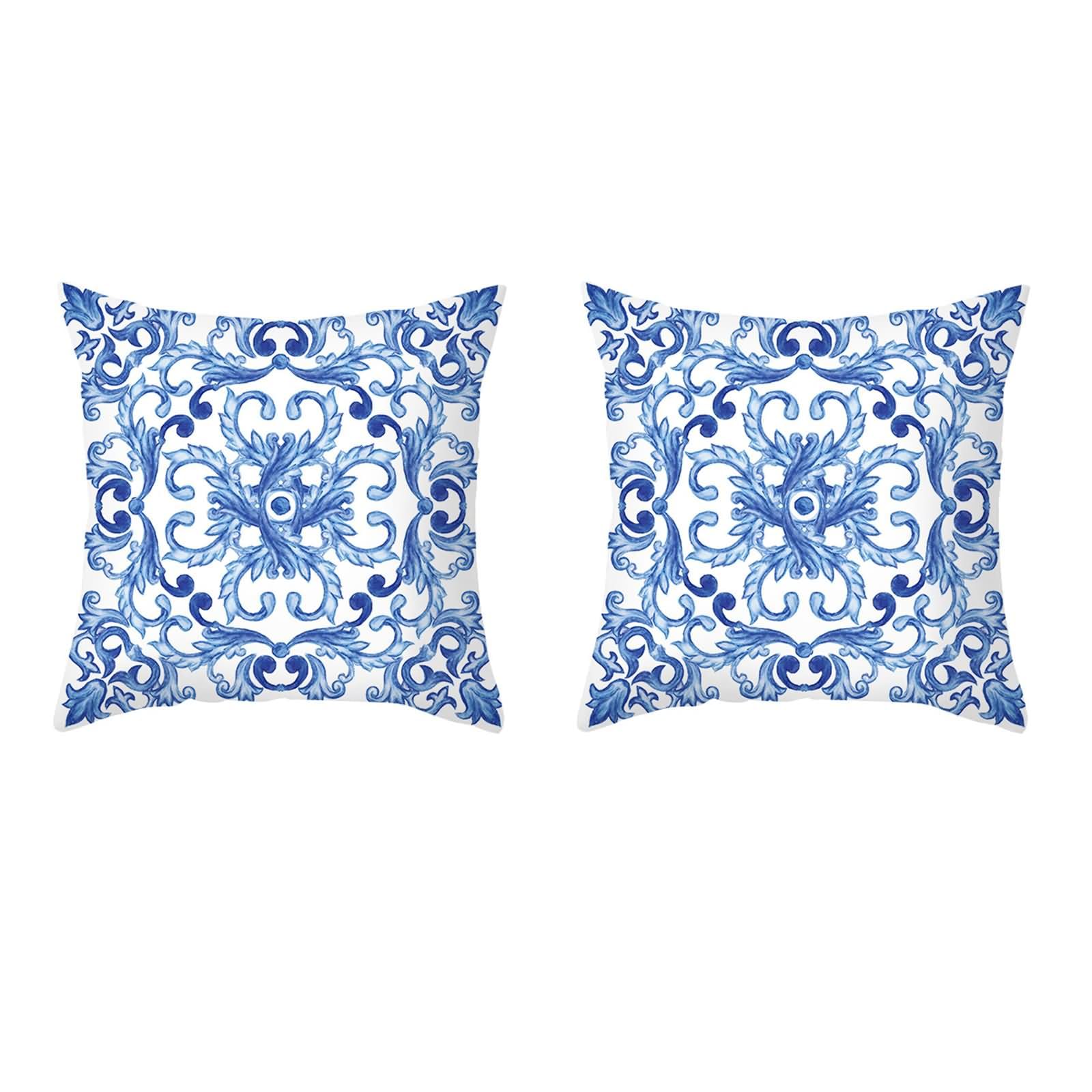 ABAKUHAUS Federa Cuscino Quadrato 45x45 Cm Con Cuori - Bianco E Blu, Percalle, Decorativa Per Divano E Letto