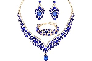 Royal Jewelry Statement Necklace, Earring, Link Bracelet Bridal Jewelry Set