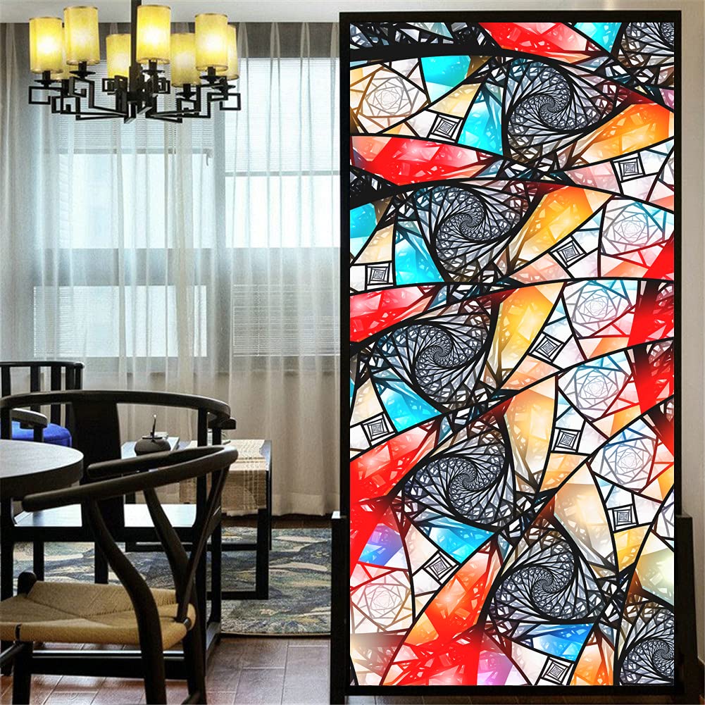 Decortive Window Film Privacy European Style Static Cling Window Stickers No Glue Frosted Window Coverings (W x L) 52x100cm(20.5" x39.4)