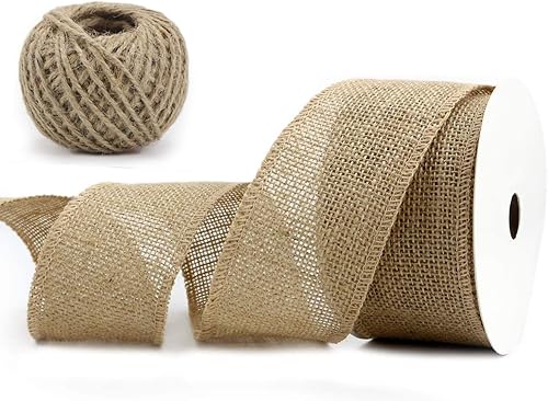 Midi Ribbon Cinta de arpillera de 2-12 pulgadas, cinta para manualidades en carrete de 10 yardas, natural
