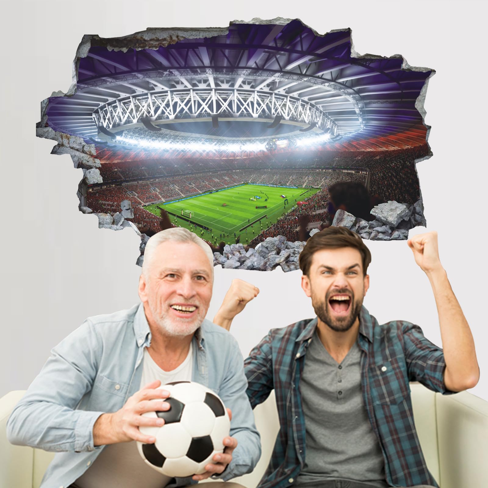 Autocollant Mural Football 3D Aupawdy - 50x50 Cm, Noir Et Blanc, Pour Chambre Garçon, Salon, Déco Sport