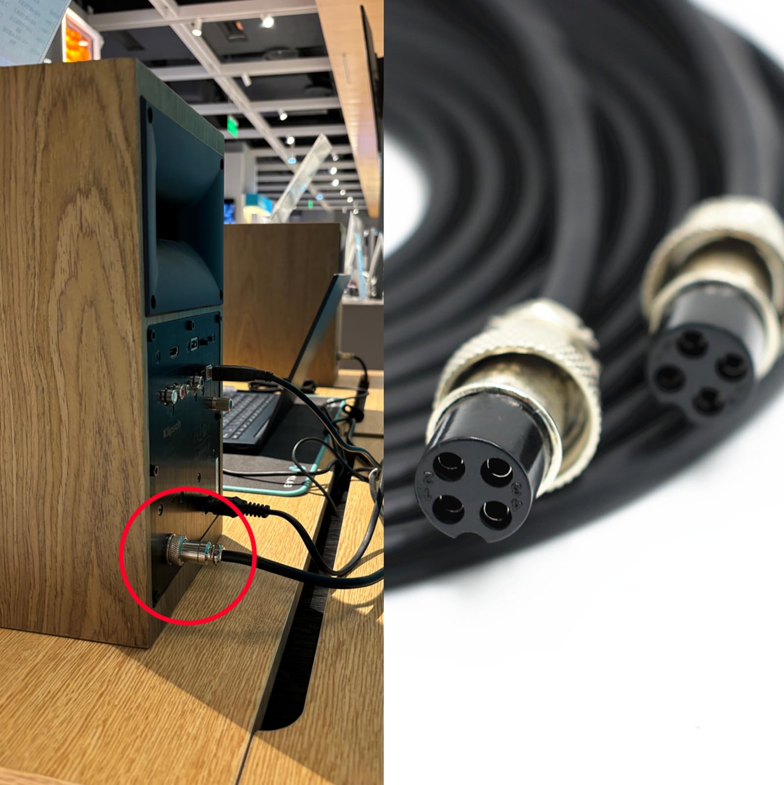 Cable de enlace de altavoz primario-secundario de 4 núcleos para Klipsch The Fives/Sevens y HiVi-Swan D200/D300 | Cable de extensión de audio maestro-esclavo | Cable de alta fidelidad blindado sin