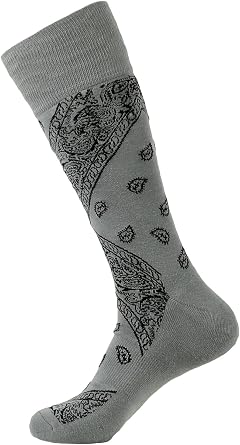 LEAF Paisley Design Cotton Mens Socks One Size, Charcoal